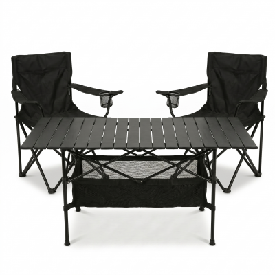 Комплект туристичний - стіл LEOBRO 117x55x50 см та 2 крісла Lite Black