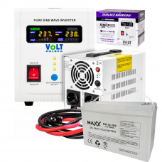 Аварійний комплект Volt Polska SINUS PRO 800 E 12/230V 500/800W + 4SUN MAXX GEL DEEP CYCLE 100Ah 12V