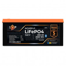 Акумулятор LP LiFePO4 12,8V - 200 Ah (2560Wh) (BMS 200A/100А) пластик Smart BT