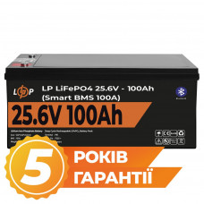 Акумулятор LP LiFePO4 24V (25,6V) - 100 Ah (2560Wh) (Smart BMS 100А) з BT пластик