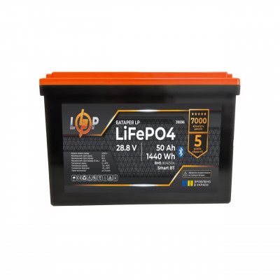 Акумулятор LP LiFePO4 28,8V (9S) - 50 Ah (1440Wh) (BMS 80A/50А) пластик Smart BT