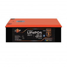 Акумулятор LP LiFePO4 25,6V - 280 Ah (7168Wh) (BMS 200A/200А) пластик Smart BT