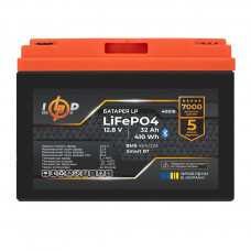 Акумулятор LP LiFePO4 12,8V - 32 Ah (410Wh) (BMS 40А/32A) пластик Smart BT