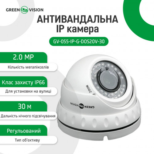 Антивандальна IP камера GV-055-IP-G-DOS20V-30 Антивандальна IP камера GV-055-IP-G-DOS20V-30