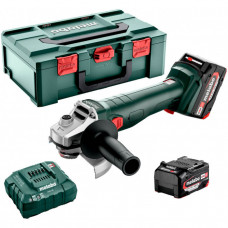 Акумуляторна кутова шліфмашина Metabo W 18 7-125, 2 акб 4 Ah, з/п ASC 55 в MetaBOX 165 L