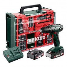 Акумуляторная дрель-шуруповерт Metabo BS 18 SET, 2 акб 18 V 2 Ah та з/п, в кейсі, набір приладдя