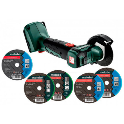 Акумуляторна болгарка Metabo PowerMaxx CC 12 BL каркас у картоні з набором дисків, без акб і з/п