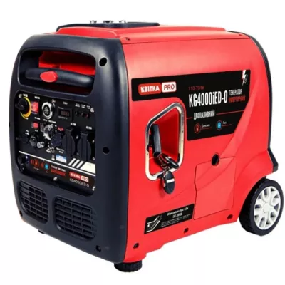 Генератор інверторний в корпусі 3,5/4,0 КВт KG4000iED-O (ручний+електр. пуск) двопаливний (бенз/газ 3,2/3,5 кВт), КВІТКА PRO