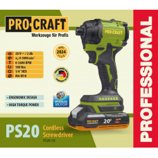 Акумуляторний гвинтоверт Procraft PS20 (1акб 2Аг)