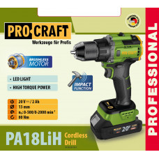Шуруповерт Procraft PA18LiH з ударом (1 акб і зп)