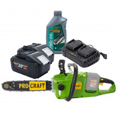Акумуляторна пила Procraft PCA40/2 + 2 акб 8Аг + ЗП charger20/2 + Олива для ланцюга 1л Акумуляторна пила Procraft PCA40/2 + 2 акб 8Аг + ЗП charger20/2 + Олива для ланцюга 1л