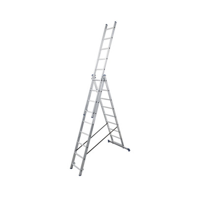Алюмінієва трьохсекційна драбина 3х9 сходинок TRIOMAX VIRASTAR