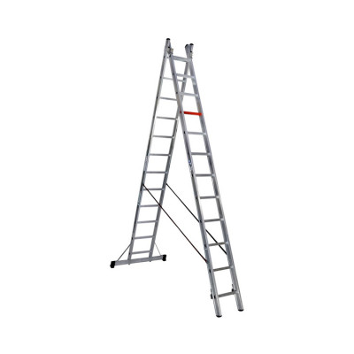 Двосекційна алюмінієва драбина-стрем’янка Duomax Pro VIRASTAR DUOCOMBI 2х12 сходинок
