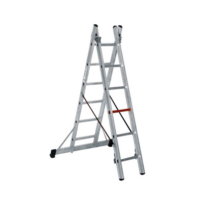 Двосекційна алюмінієва драбина-стрем’янка Duomax Pro VIRASTAR DUOCOMBI 2х6 сходинок