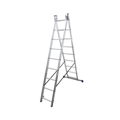 Алюмінієва двосекційна драбина 2x9 сходинок DUOMAX VIRASTAR