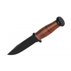 Нож Ka-Bar Mark I, черный, наборная кож. рукоять, кожаный чехол