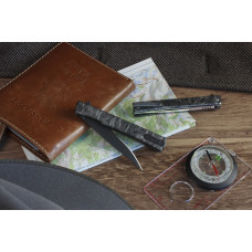 Ніж Ocaso Solstice, Engraved titanium Topo Pattern, Black