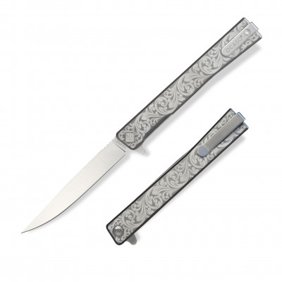 Ніж Ocaso Solstice, Engraved titanium, Scroll Pattern, Satin