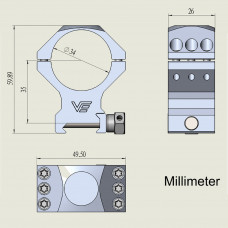 Кольца Vector Optics X-Accu 34 мм Weaver средние
