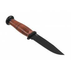 Нож Ka-Bar Mark I, черный, наборная кож. рукоять, кожаный чехол