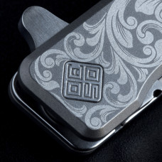 Ніж Ocaso Solstice, Engraved titanium, Scroll Pattern, Satin