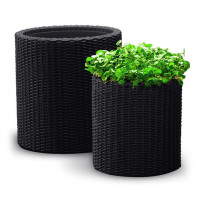 Горщик для квітів Keter 39 л. Cylinder Planter Large, сірий