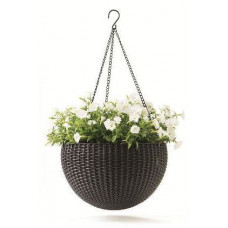 Підвісний горщик для квітів Keter 8,6 л. Rattan style hanging sphere planter