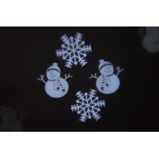 LED проектор "Новорічні декорації", проекція "Сніговик та сніжинки", біла 8110