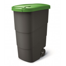 Бак для сміття Prosperplast Wheeler 90 л, антрацит, зелена кришка