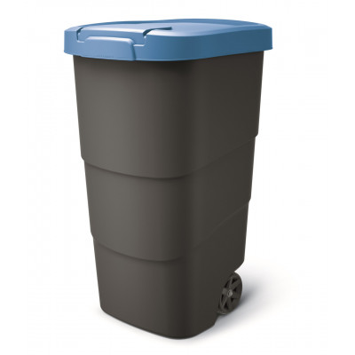 Бак для сміття Prosperplast Wheeler 110 л, антрацит, синя кришка