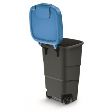 Бак для сміття Prosperplast Wheeler 110 л, антрацит, синя кришка