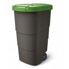 Бак для сміття Prosperplast Wheeler 110 л, антрацит, зелена кришка