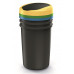 Баки для сортування сміття Keden COMPACTA R, комплект 3x40 л, чорний, кришка синя, зелена, жовта