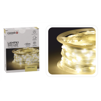 Гірлянда-струна на котушці Chomik, 49,9+3 м, 500 LED теплий білий