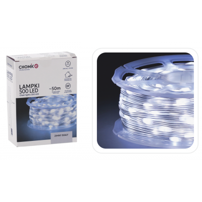 Гірлянда-струна на котушці Chomik, 49,9+3 м, 500 LED холодний білий