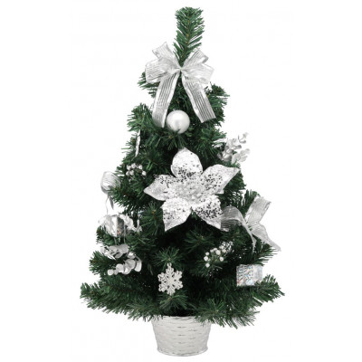 Ялинка штучна Chomik прикрашена, 60 см, сріблястий декор