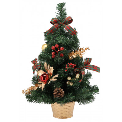 Ялинка штучна Chomik прикрашена, 50 см, червоно-золотистий декор