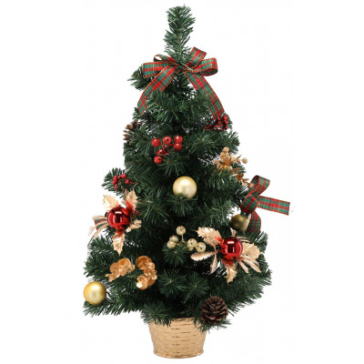 Ялинка штучна Chomik прикрашена, 60 см, червоно-золотистий декор