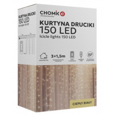 Гірлянда електрична Chomik "Штора", 150 LED теплий білий, 3x1,5м, USB, з пультом, від мережі