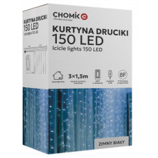 Гірлянда електрична Chomik "Штора", 150 LED, холодний білий, 3x1,5м, USB, з пультом, від мережі
