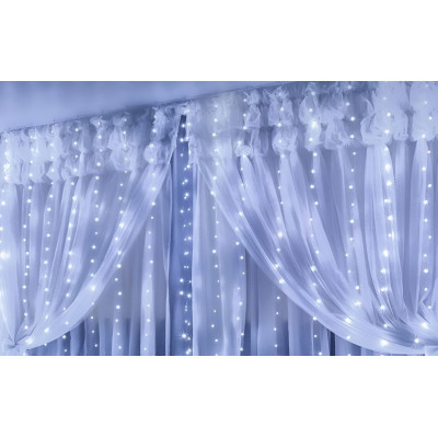 Гірлянда електрична Chomik "Штора", 150 LED, холодний білий, 3x1,5м, USB, з пультом, від мережі