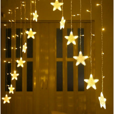 Гірлянда електрична Chomik "Штора зірки" 136 LED, теплий білий, 3м, від мережі
