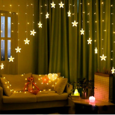 Гірлянда електрична Chomik "Штора зірки" 136 LED, теплий білий, 3м, від мережі