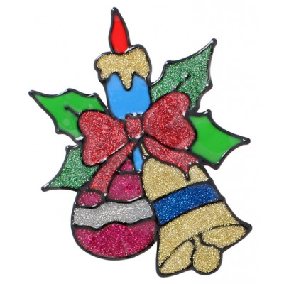 Наклейка новорічна Chomik 18x25см, Дзвінок з кулькою