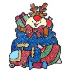 Наклейка новорічна Chomik 18x25см, Олень з подарунками