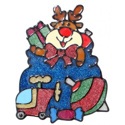 Наклейка новорічна Chomik 18x25см, Олень з подарунками