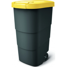 Бак для сміття Prosperplast Wheeler 110 л, антрацит, жовта кришка