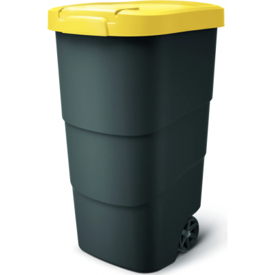 Бак для сміття Prosperplast Wheeler 110 л, антрацит, жовта кришка