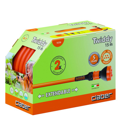 Шланг поливальний пружинний 1/2 TWIDDY 15м, з конекторами і розпилювачем