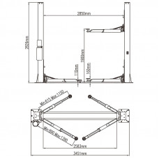 Підйомник автомобільний GTM 4т/220В/нижня синхронізація/мех.замки